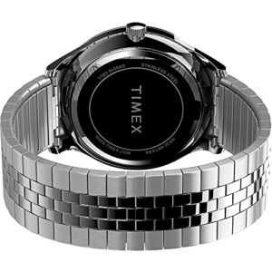 Timex Men's Modern Easy Reader 40mm Watch – Silver-Tone Case Black Dial with Stainless Steel Expansion Band