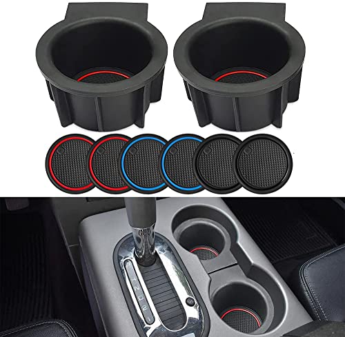 AOTEMILK TPE Console Cup Holder Inserts Replacement for Ford F150 2004-2008 with Flow Through Console Drink Bottle Hold for 2003-2006 Ford Expedition & Lincoln Navigator