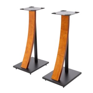 eximus one pair fixed height universal speaker floor stands with real wood - 290 series (ex-290fw)