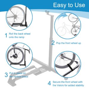 Qualward Vertical Bike Stand Floor Bicycle Rack Adjustable Upright Design, Space Saving for Living Room, Bedroom and Garage