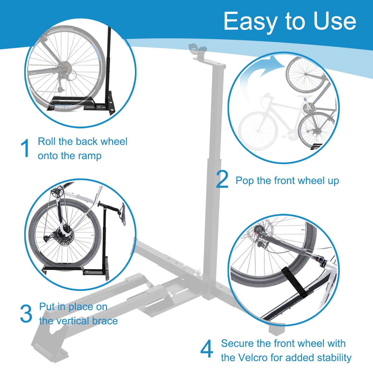 Qualward Vertical Bike Stand Floor Bicycle Rack Adjustable Upright Design, Space Saving for Living Room, Bedroom and Garage