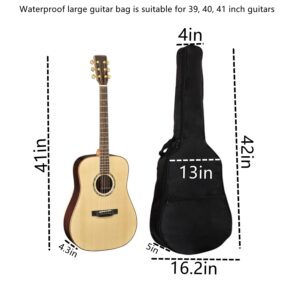 41-inch Acoustic Guitar Bag With Adjustable Shoulder Strap. Guitar Bag With Back Hanging Loop, Suitable for Acoustic Guitars, Electric Guitars, Bass Guitars, and Classical Guitars