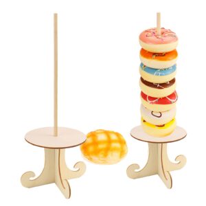 Samanter Wooden Donut Display Doughnuts Stands Tower Wood Donut Stand Holder for Birthday Wedding Party Cake Decor 3Pack