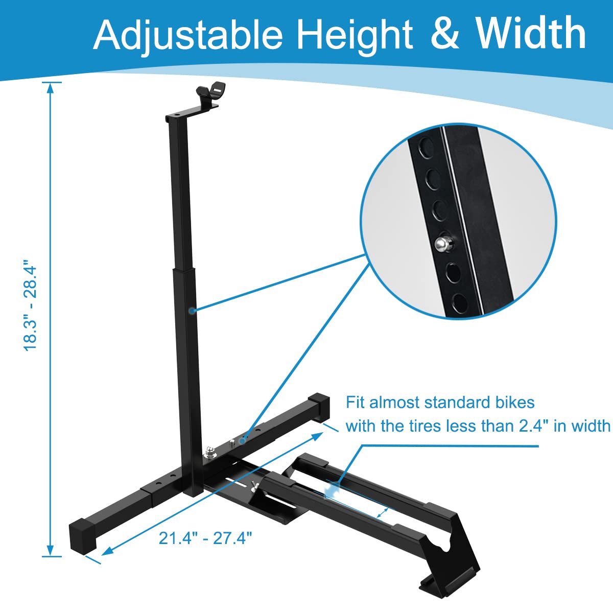 Qualward Vertical Bike Stand Floor Bicycle Rack Adjustable Upright Design, Space Saving for Living Room, Bedroom and Garage