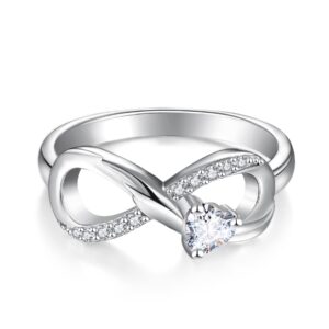 STARCHENIE Infinity Promise Ring 925 Sterling Silver Angel Wings Heart Ring for Women Size 7