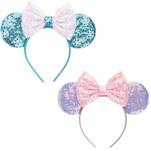 dreshow mouse ears bow headbands glitter party decoration cosplay costume for girls & women