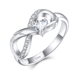 STARCHENIE Infinity Promise Ring 925 Sterling Silver Angel Wings Heart Ring for Women Size 7