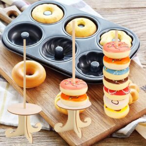 Samanter Wooden Donut Display Doughnuts Stands Tower Wood Donut Stand Holder for Birthday Wedding Party Cake Decor 3Pack