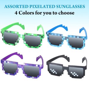 Photect 24 Pairs Pixel Sunglasses Party Gamer Retro Sunglasses Pixelated Eyewear Birthday Party Favors for Kids Adults