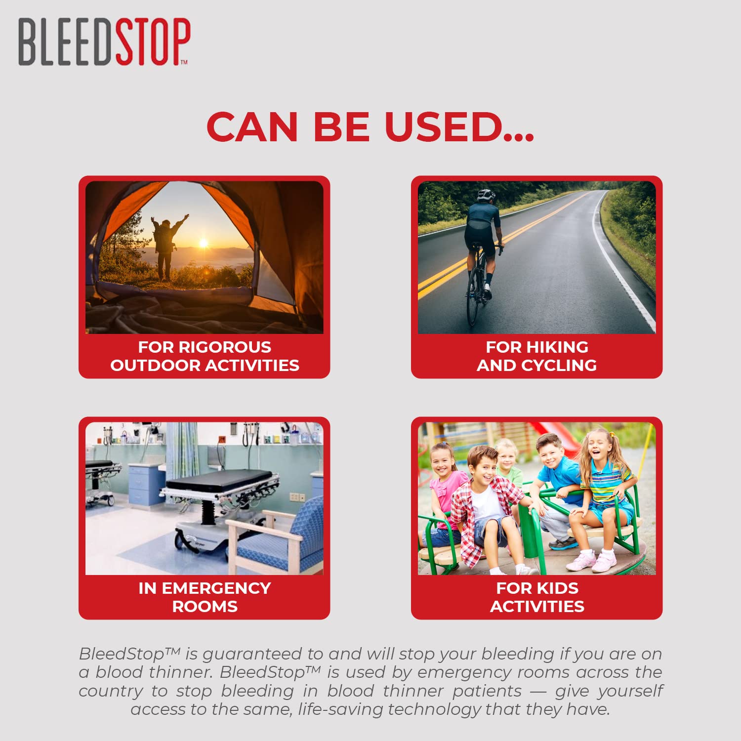 BleedStop™ First Aid Powder for Blood Clotting, Trauma Kit, Blood Thinner Patients, Camping Safety, and Survival Equipment for Moderate to Severe Bleeding Wounds or Nosebleeds - 4 (20g) Pouches