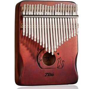 kalimba 21 key thumb piano naughty cat pattern portable musical instrument gifts for kids amateur and beginner (gradient coffee)