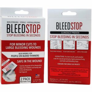 BleedStop™ First Aid Powder for Blood Clotting, Trauma Kit, Blood Thinner Patients, Camping Safety, and Survival Equipment for Moderate to Severe Bleeding Wounds or Nosebleeds - 4 (20g) Pouches