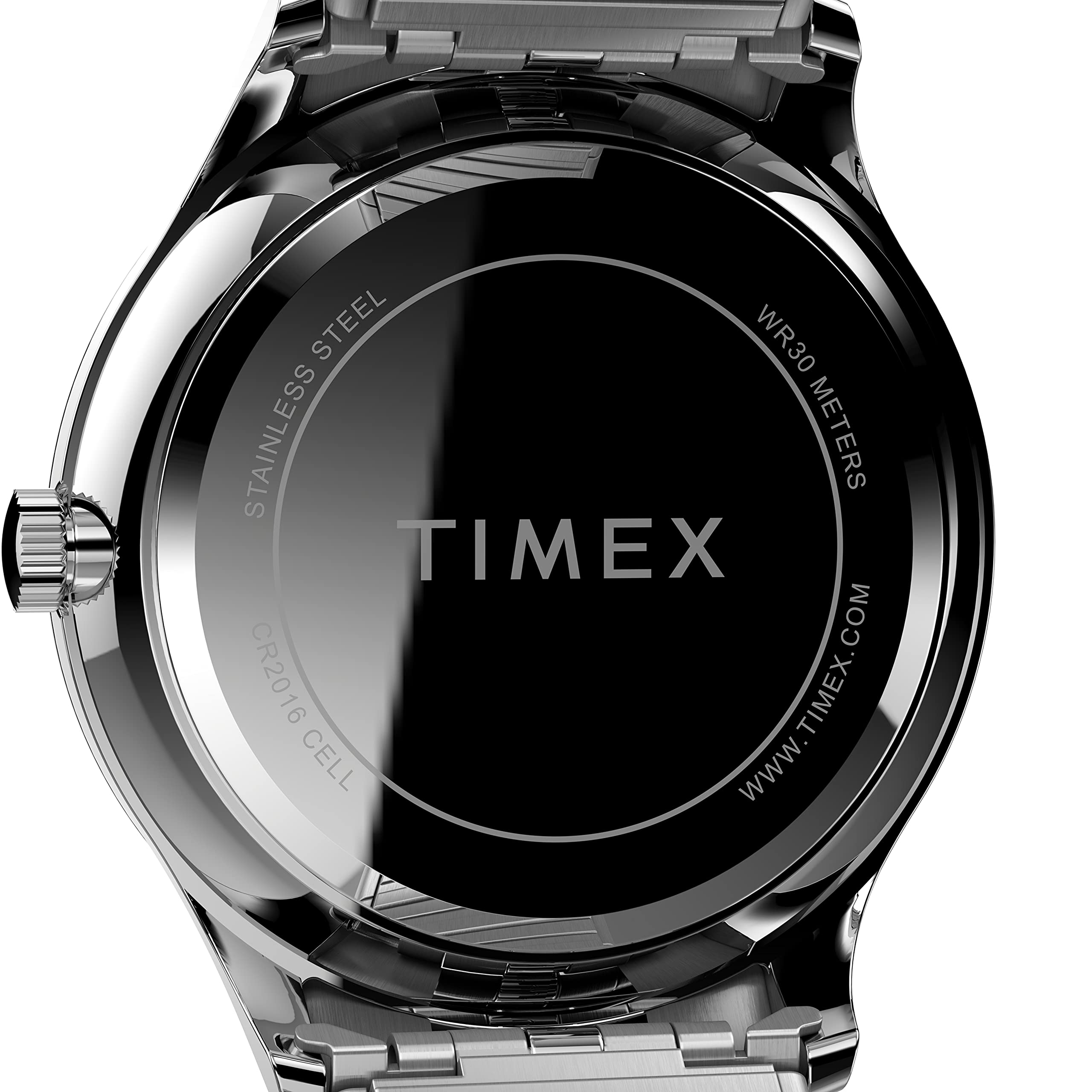 Timex Men's Modern Easy Reader 40mm Watch – Silver-Tone Case Black Dial with Stainless Steel Expansion Band