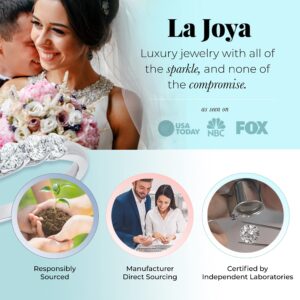 La Joya 3/4 CT TW Certified Lab Grown Diamond Five Stone Band Rings for Women | Sparkling 10k White Gold Diamond Band for Weddings, Anniversary Band and Diamond Stackable Rings | Ring Size 7.5