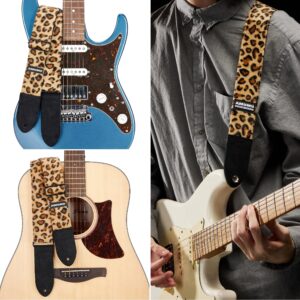 Amumu Crushed Flocked Guitar Strap Flocking Leopard for Bass, Electric & Acoustic Guitar Accessories