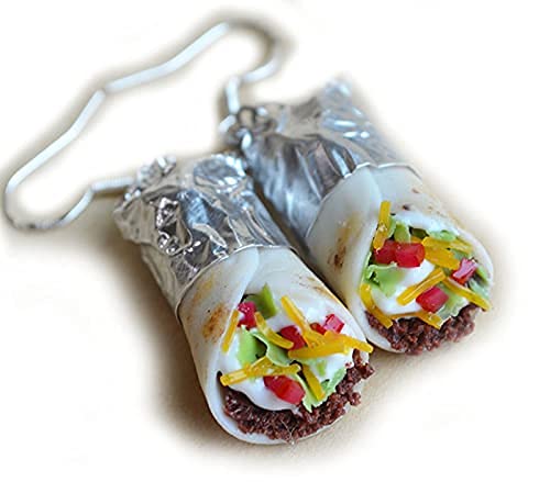 Burrito Mini Food Polymer Clay Dangle Earrings