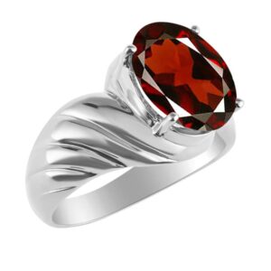 Rylos Rings for Women Silver Ring Classic Designer Style Oval 12X10MM Solitaire Gemstone Ring January Garnet Jewelry for Women Size 12