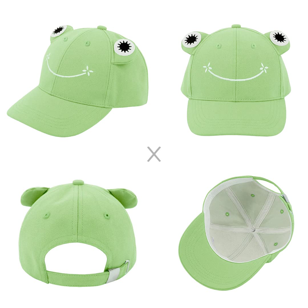 Multifit Unisex Leaf Print Baseball Cap Cotton Dad Cap Sports Outdoor Strapback Hat for Men Women (Frog#55c)