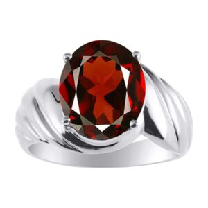 Rylos Rings for Women Silver Ring Classic Designer Style Oval 12X10MM Solitaire Gemstone Ring January Garnet Jewelry for Women Size 12