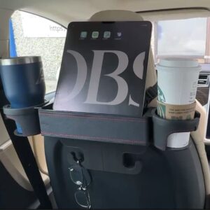 UILB Tesla 2 Cup Holder Car Rear Seat Two Big Side Cup Holder, Backseat Oraginzer with Two Cup Holder, DIY Position, Storage Box for Money, Card, Holding Phone, Wallet