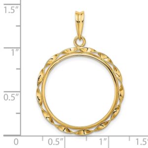 Roy Rose Jewelry Gold Coin Pendant Mounting - 22mm Coin Size - Hand Twisted Ribbon Design Frame - 14K Yellow Gold - Prong Set with Bail