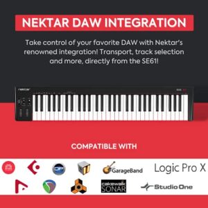 Nektar SE61 - USB MIDI Controller Keyboard with Nektar DAW Integration, Black