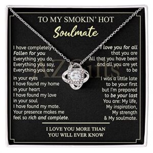 AZGifts To My Smokin' hot Soulmate Alluring Beauty Necklace With Message Card In A Box For Wife From Husband Love Always, Jewelry Women, Necklaces Wife, Your Presence Makes Me Complete, Silver