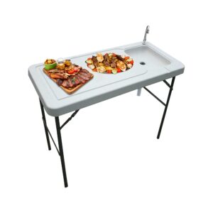 Camping Sink,Fish Cleaning Table with Sink,Outdoor Portable Folding Fish Cleaning Station, Washing Picnic Camping Kitchen Table Fish Fillet Hunting Table