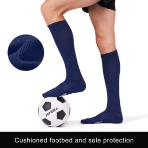 FITRELL 2/3 Pack Soccer Socks For Youth Kids Adult Baseball Softball Football Socks For Men Women Boys Girls,Navy,Medium