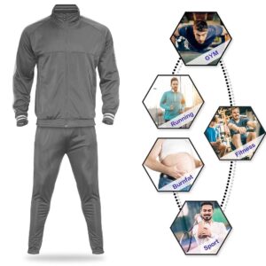 R RAMBLER 1985 Zusmen Mens Athletic 2 Piece Tracksuit Sets Casual Jogging Suits Full Zip Sports Set Stand-up collar Sweatsuit fo Men Gray 4XL