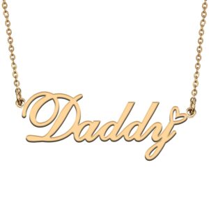 HUAN XUN Customized Made Women Name Necklace Gold Personalized Heart Pendant for Her Daddy