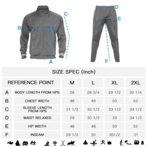 R RAMBLER 1985 Zusmen Mens Athletic 2 Piece Tracksuit Sets Casual Jogging Suits Full Zip Sports Set Stand-up collar Sweatsuit fo Men Gray 4XL