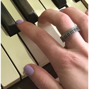 Whitney Howard Designs Piano Ring for Women or Men - Minimalist Comfort Fit Open Adjustable Pewter Ring - Musician Piano Player Gift