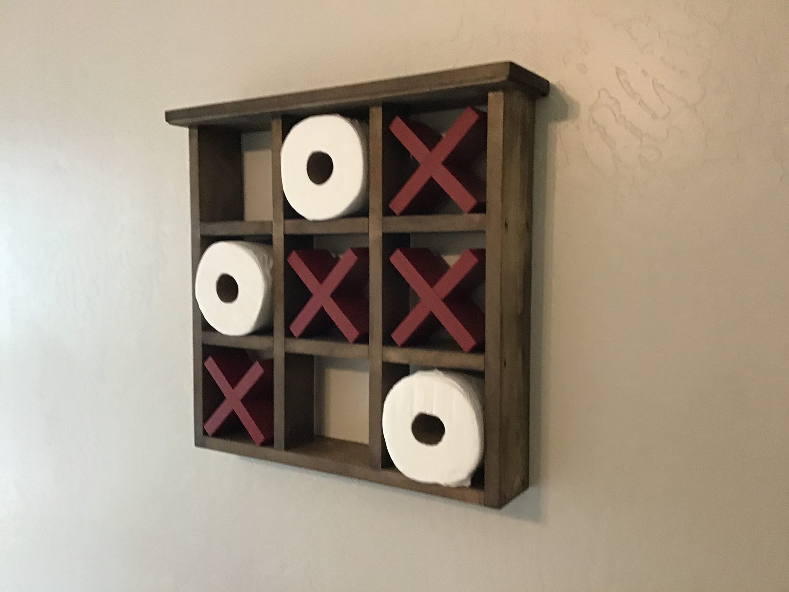 Tic Tac Toe Bathroom Toilet Paper Storage Shelf- NEW DESIGN- Handmade-NO ASSEMBLY REQUIRED-Bathroom Wall Decor