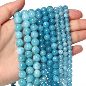 45pcs 8mm Natural Stone Beads Blue Chalcedony Beads Crystal Gemstone for Jewelry Making, DIY Bracelet Necklace