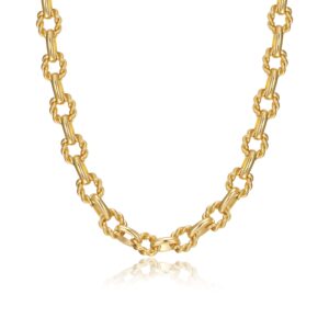 BAMERAL Chunky Gold Chain Necklace for Women 18K Gold Plated Twisted Oval Link Chain Choker Toggle Clasp Necklace for Women Jewelry