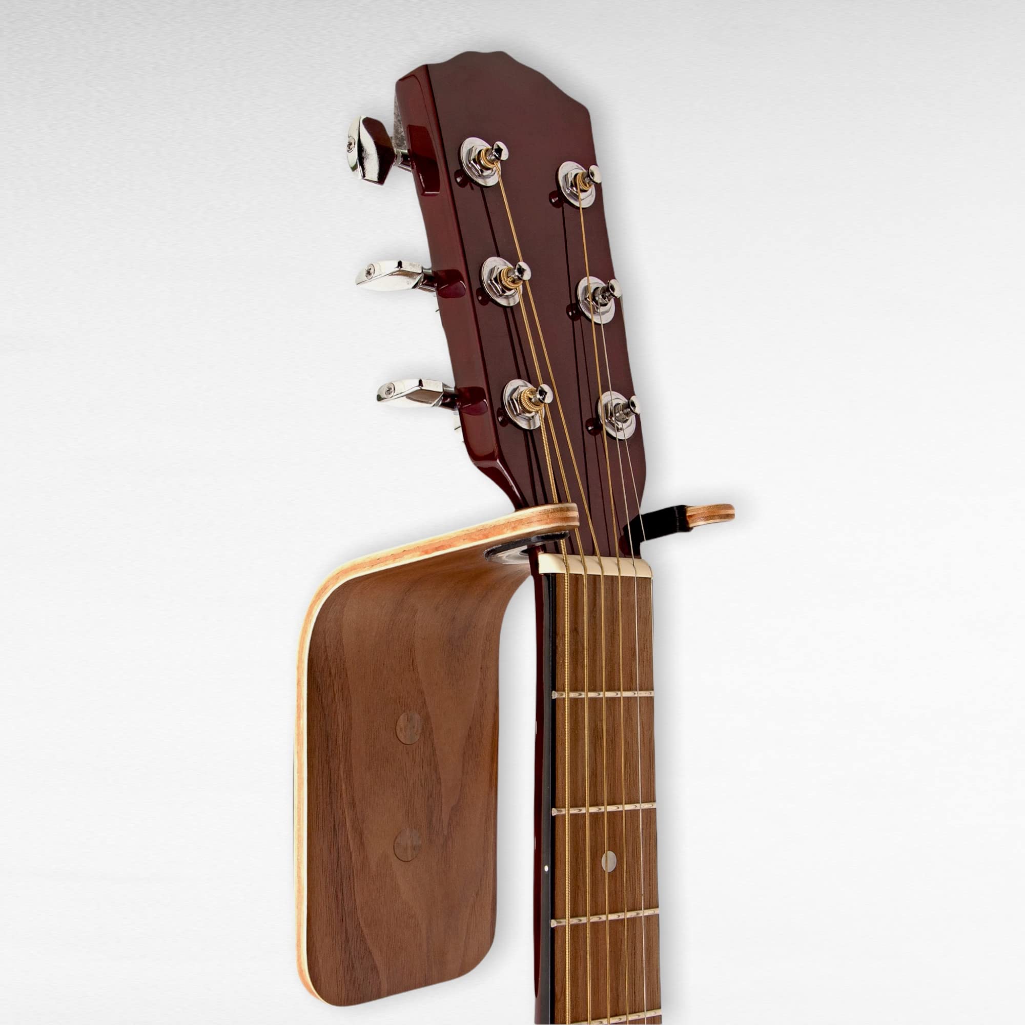 Guitar Wall Hanger Handmade Unique Design Bent Wood Guitar Hanger Wall Mount Guitar Holder Acoustic Guitar Accessories Ukulele Wall Mount Stand Wall Guitar Mount Guitar Hook (Walnut, 1 pack)