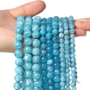 45pcs 8mm Natural Stone Beads Blue Chalcedony Beads Crystal Gemstone for Jewelry Making, DIY Bracelet Necklace