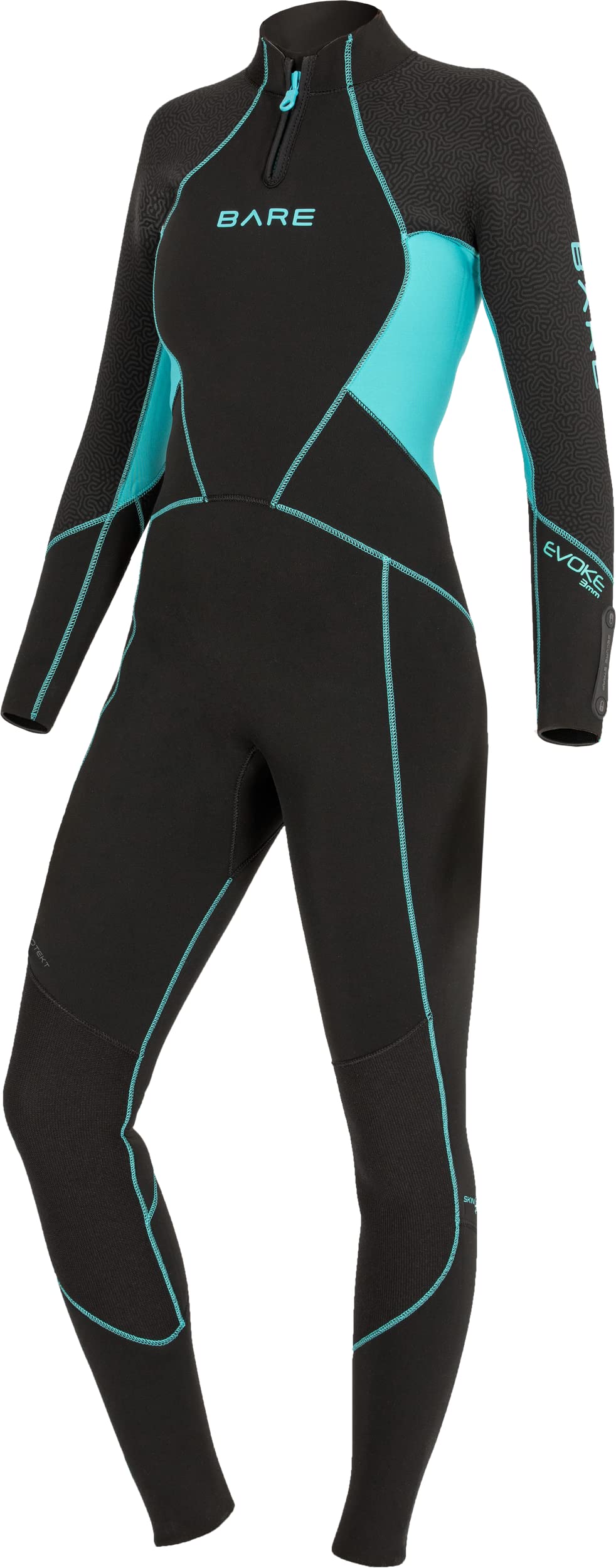 BARE 7MM Evoke Women's Wetsuit | Warmest Women's Wetsuit Within BARE Lineup | Full Stretch Neoprene Combined with a Unique Graphene Omnired Fabric | Comfortable | Great for Scuba Diving | Aqua 14