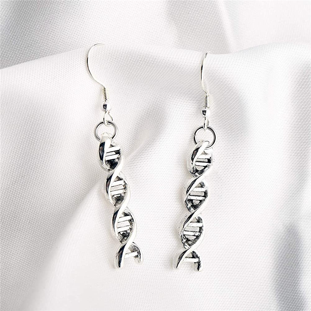 DIYANMMY 4 Pairs Unique Charm Electroplating Alloy Earrings Fashion Individual Bottle Hexagonal Gene Sequence and Microscope Earrings Punk Simulation Gift (4PAIR Alloy Earrings)