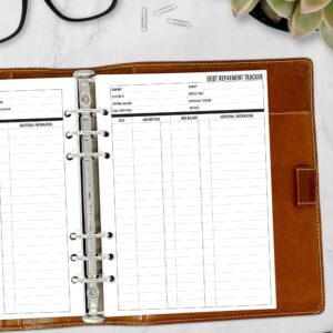 A5 Debt Repayment Planner Insert Refill, 5.83″ x 8.27″, Fits 6-Rings Binders - Filofax, LV GM, Moterm, Choice of Quantity