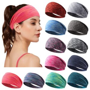 Jesries Women's Workout Headbands Non Slip Sport Sweatbands Yoga Hairbands for Travel Fitness Athletic Elastic Moisture Wicking for Girls