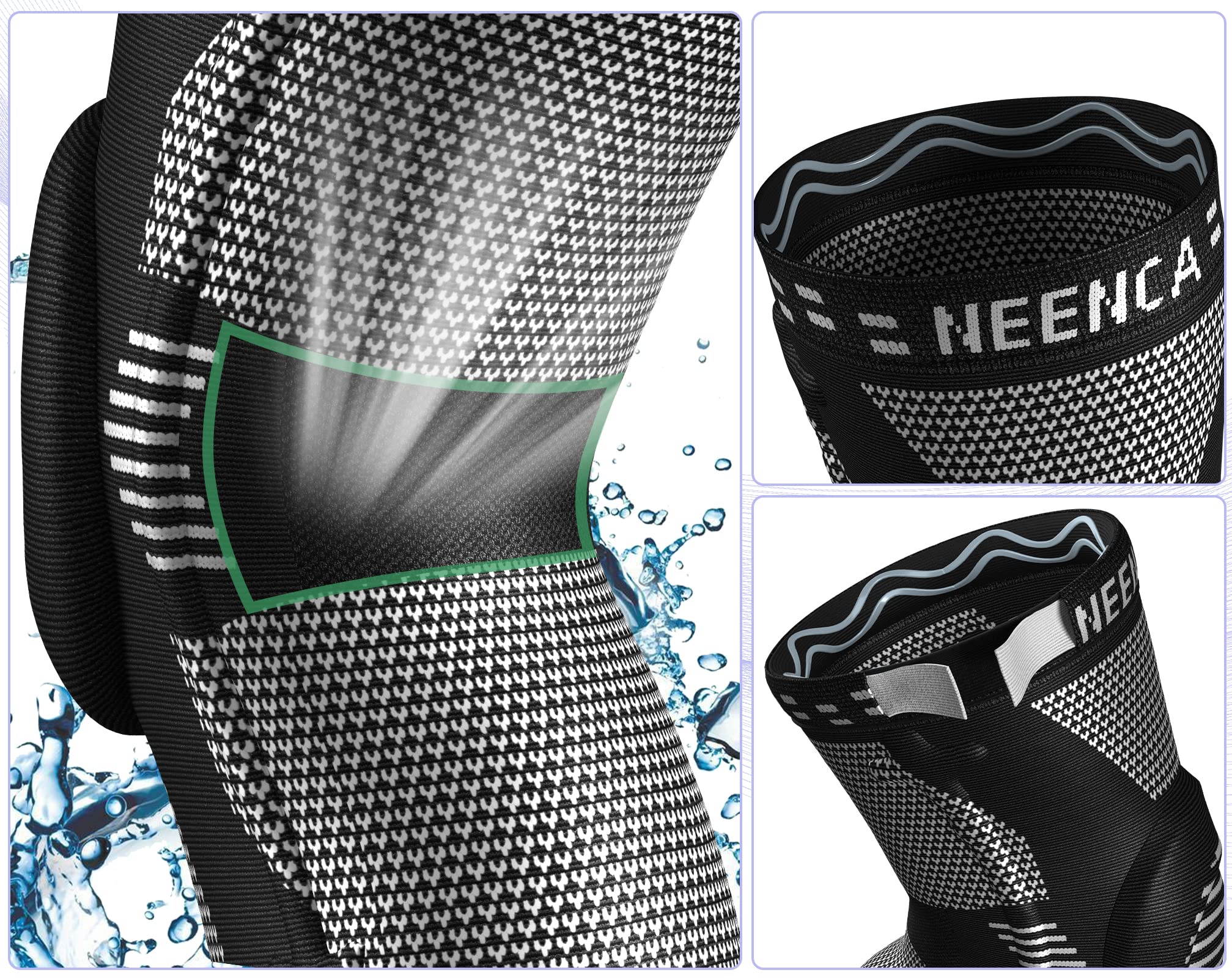 NEENCA 2 Pack Knee Braces for Knee Pain, Compression Knee Sleeves with Patella Gel Pad & Side Stabilizers, Knee Support for Meniscus Tear, Arthritis, Joint Pain, ACL, Runner, Workout- FSA/HSA APPROVED