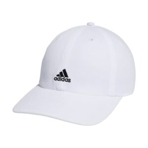 adidas women's saturday relaxed fit adjustable hat, white/black, one size