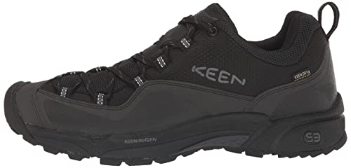 KEEN Men's Wasatch Crest Low Height Offset Laces Waterproof Hiking Shoes, Black/Magnet, 8.5