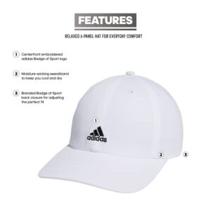 adidas Women's Saturday Relaxed Fit Adjustable Hat, White/Black, One Size