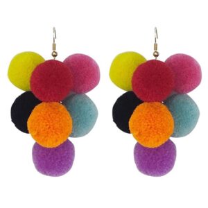 diyanmmy boho unique elegant colorful fur ball dangle drop earrings trendy personalized exaggeration hypoallergenic jewelry gift (5 pair punk stud earrings)