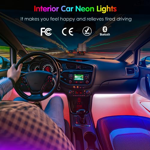 Interior Car Lights Keepsmile Car Accessories APP Control with Remote Music Sync Color Change RGB Under Dash Car Lighting with Charger 12V LED Lights