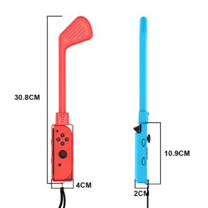 Nargos Golf Culb for Nintendo Switch Joy-Con Controller, Sports Game Accessories for Mario Golf-Super Rush - 2 Pack (Blue-Red)