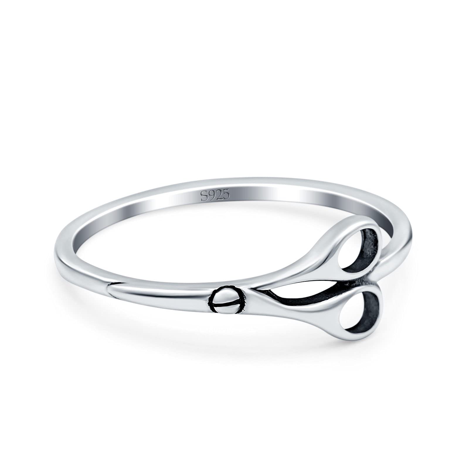 Blue Apple Co. Sterling Silver Size-9 Scissors Band Oxidized Ring Solid Round 925 Sterling Silver